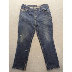 Carhartt Flame Resistant Jeans Mens 40x34 Blue NFPA 2112 CAT2 Distressed Denim